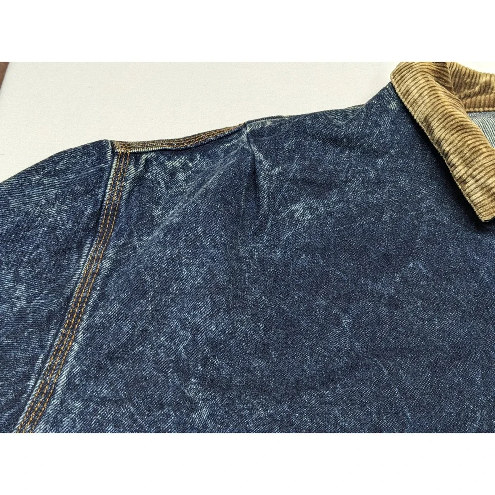 Vintage Levis Acid Wash Denim Trucker Jacket Corduroy Collar USA XL 75073-0227 - Picture 16 of 16